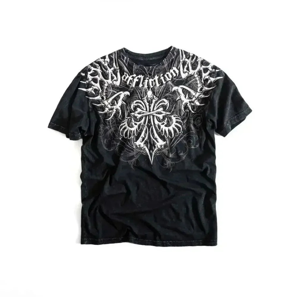 Cheap T-shirt Jerseys Summer Men's Breathable Round Neck T-shirt Y2K Retro Clothing Punk Hip Hop Pattern Printed Outdoor Fashion Top