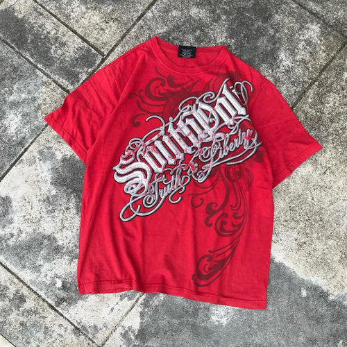 Cheap T-shirt Jerseys Red Southpole Graffiti T-Shirt Mens Urban Streetwear Art Bold Vintage Distressed Style Tops Hip-Hop American Women Casual Wear