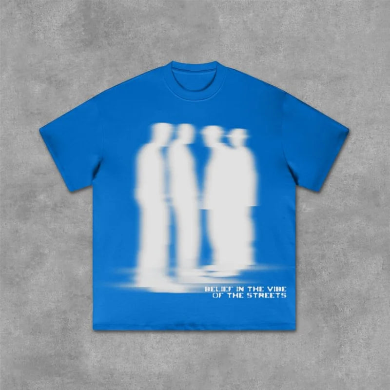 Cheap T-shirt Jerseys Street Atmosphere Virtual Shadow Characters Shadow Graphic Cotton T-Shirt Men Y2K Vintage Oversize Tshirt Streetwear Women Tops