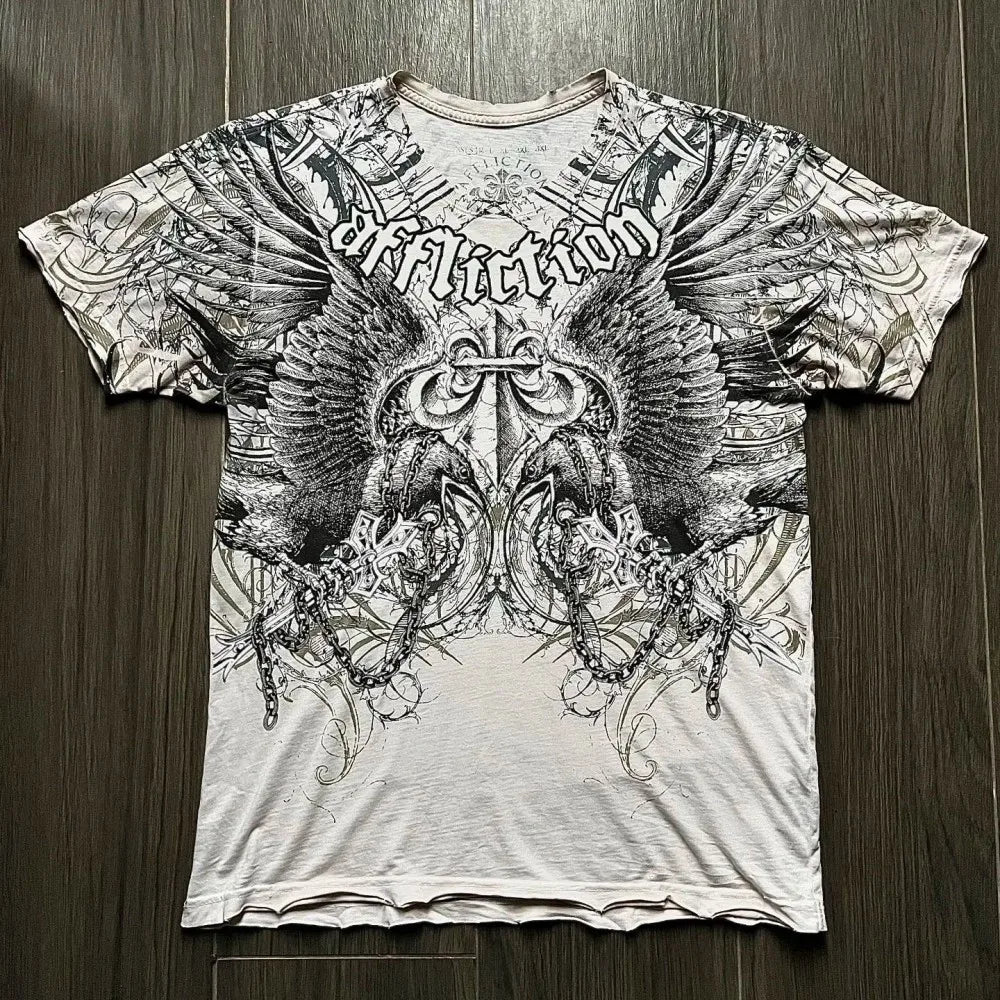 Cheap T-shirt Jerseys Summer Men's Breathable Round Neck T-shirt Y2K Retro Clothing Punk Hip Hop Pattern Printed Outdoor Fashion Top