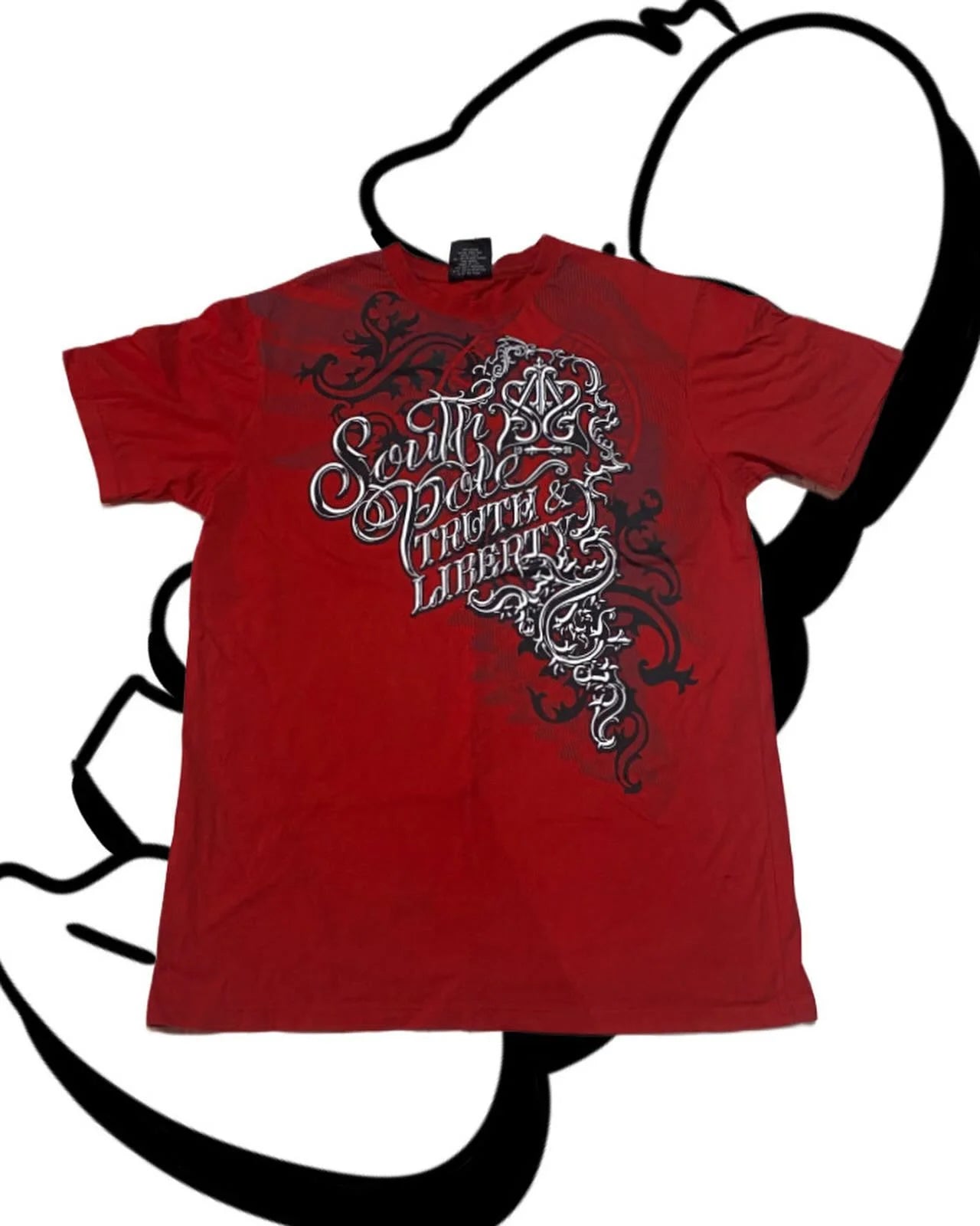 Cheap T-shirt Jerseys Red Southpole Graffiti T-Shirt Mens Urban Streetwear Art Bold Vintage Distressed Style Tops Hip-Hop American Women Casual Wear