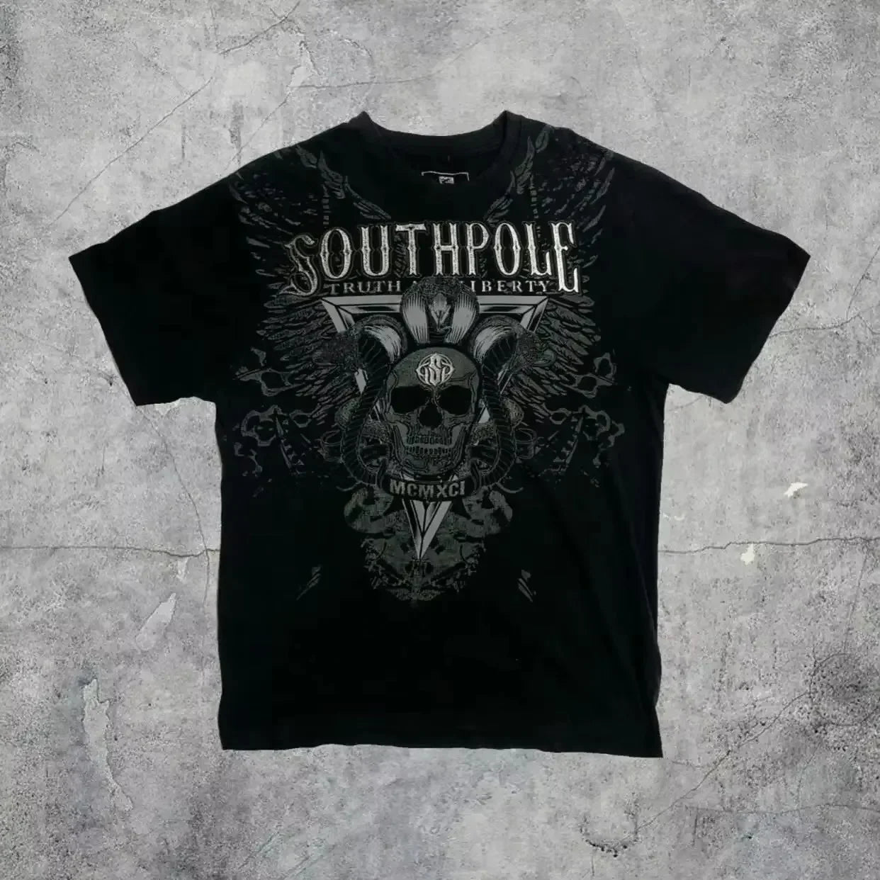 Cheap T-shirt Jerseys South pole High Street men Short Sleeve Y2K Graphic Print Oversized T Shirt Harajuku Gothic Round Neck Cotton Short Sleeve Tops