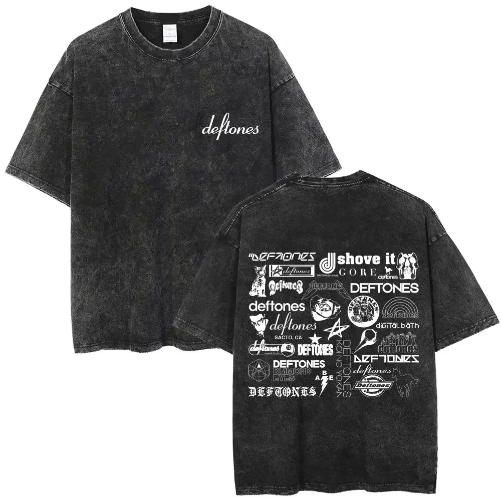 Cheap T-shirt Jerseys New Arrival Mens Clothes Tee Shirt Homme Washed Vintage Rock Band Deftones Private Music Graphic  Men Clothing New in Top & Tees