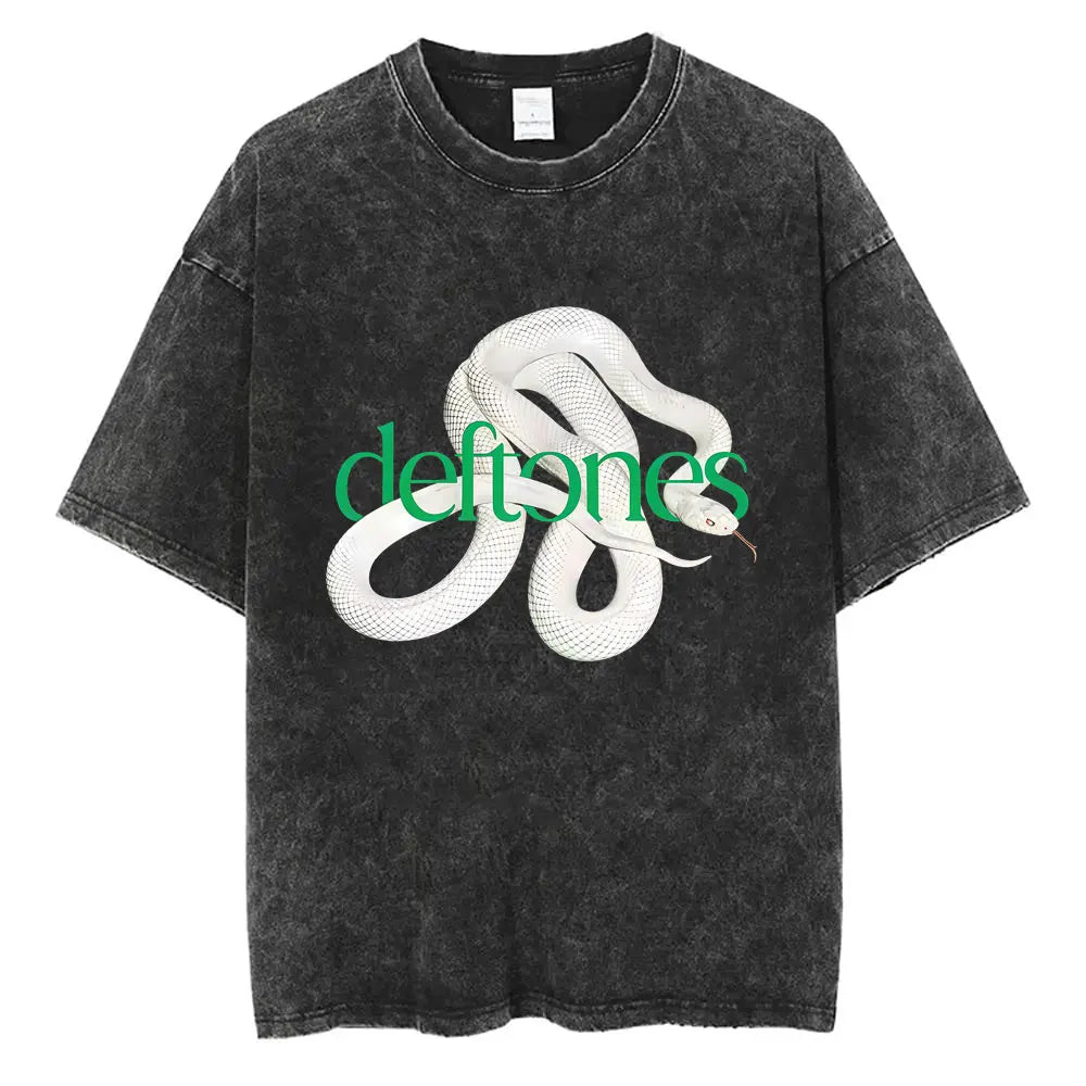 Cheap T-shirt Jerseys New Arrival Mens Clothes Tee Shirt Homme Washed Vintage Rock Band Deftones Private Music Graphic  Men Clothing New in Top & Tees