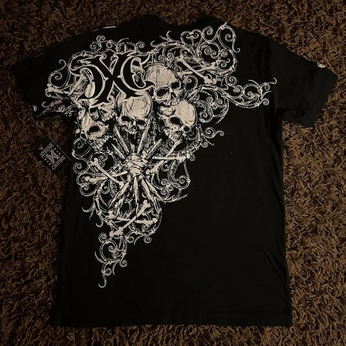 Cheap T-shirt Jerseys Xtreme Couture Short Sleeves Man Y2K Full Sleeve Skull Printing Retro Darkly Style T Shirts Fashion Pure Cotton Tops