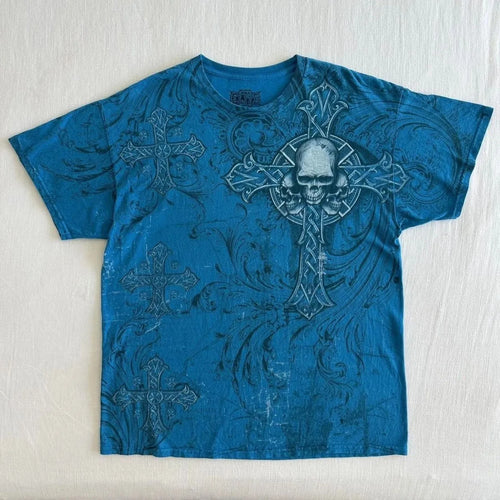 Cheap T-shirt Jerseys New men's summer fashion Gothic letter skull print soft and breathable round neck T-shirt outdoor street top