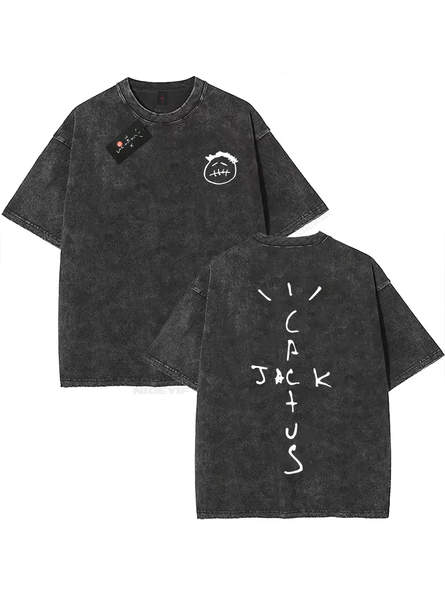 Cheap T-shirt Jerseys 100% Cotton Oversized T Shirt For Men Women HipHop Washed T Shirts cactus jack Short Sleeve Gift Tops look mom i can fly K39