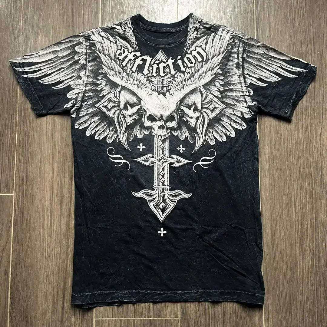 Cheap T-shirt Jerseys Y2K Affliction Graphic T Shirt Mens Large Grunge Wings New Fashion Style Couple Tops Pure Cotton Short Sleeves