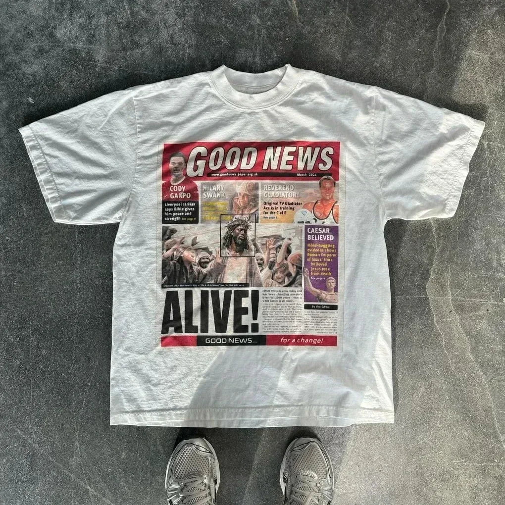 Cheap T-shirt Jerseys Harajuku American Newspaper Graphic T Shirts Y2k Tops Oversized T Shirt Couple Pro Choice Gothic Streetwear Vintage Men Clothing