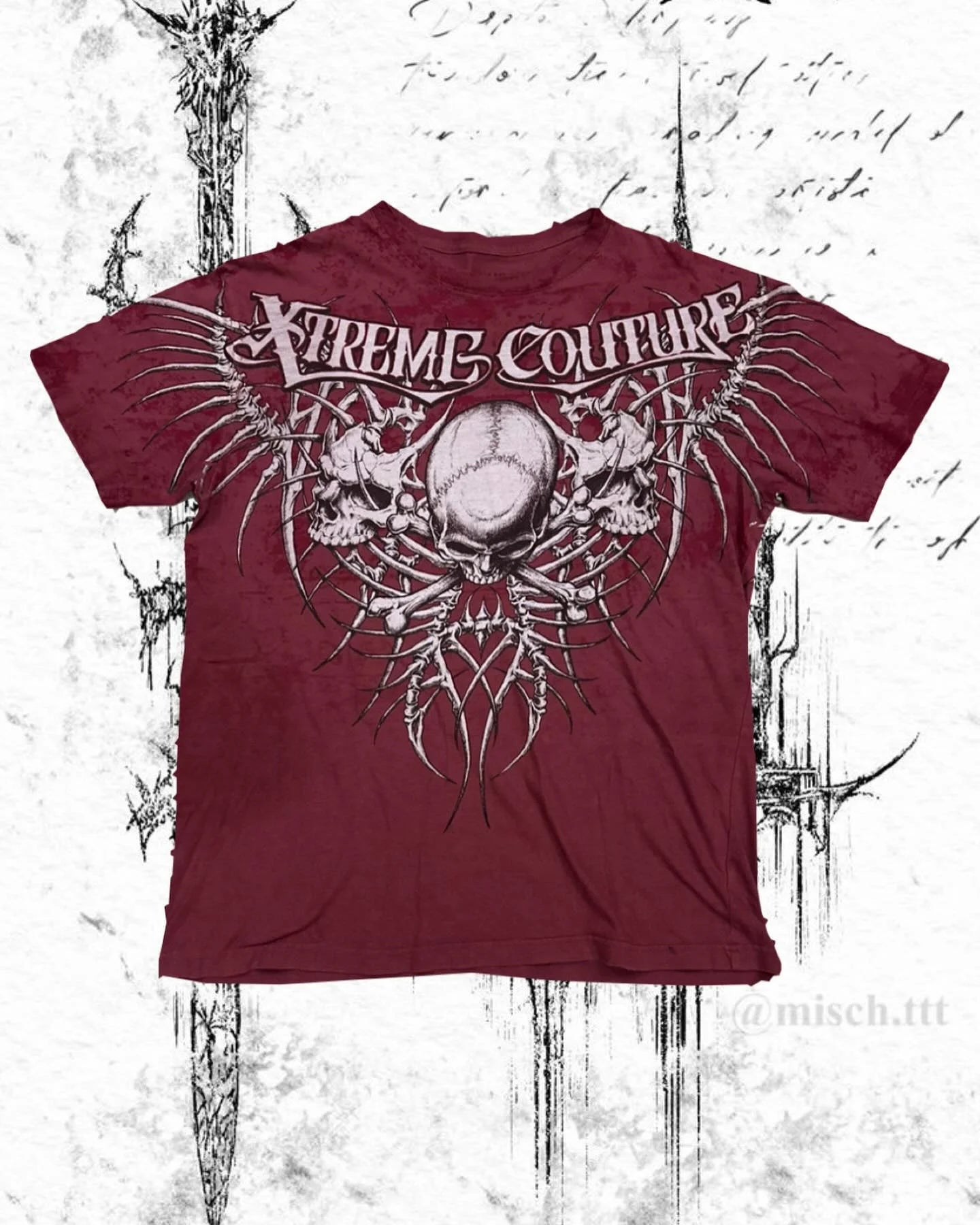 Cheap T-shirt Jerseys Xtreme Couture Short Sleeves Man Y2K Full Sleeve Skull Printing Retro Darkly Style T Shirts Fashion Pure Cotton Tops