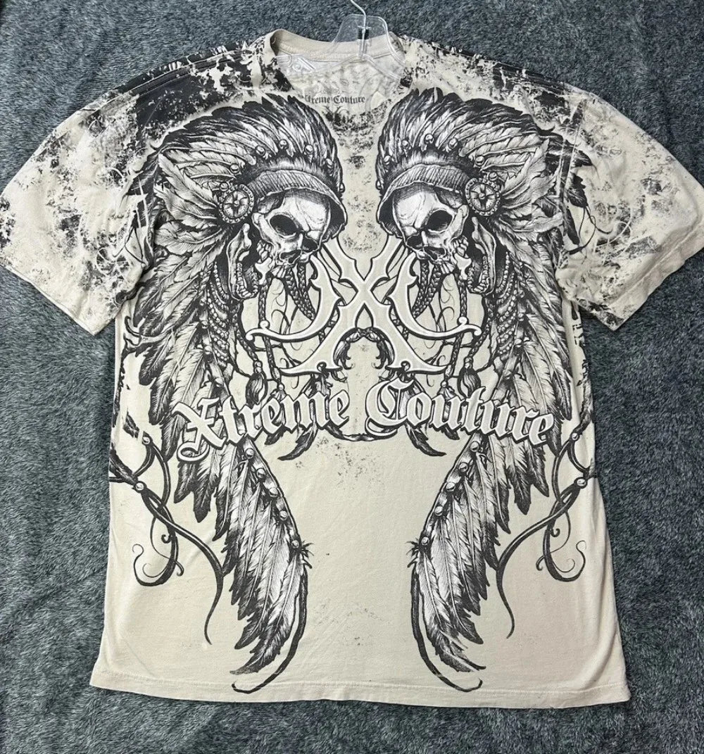 Cheap T-shirt Jerseys European and American men's summer fashion skull letter print comfortable and breathable round neck T-shirt outdoor street top