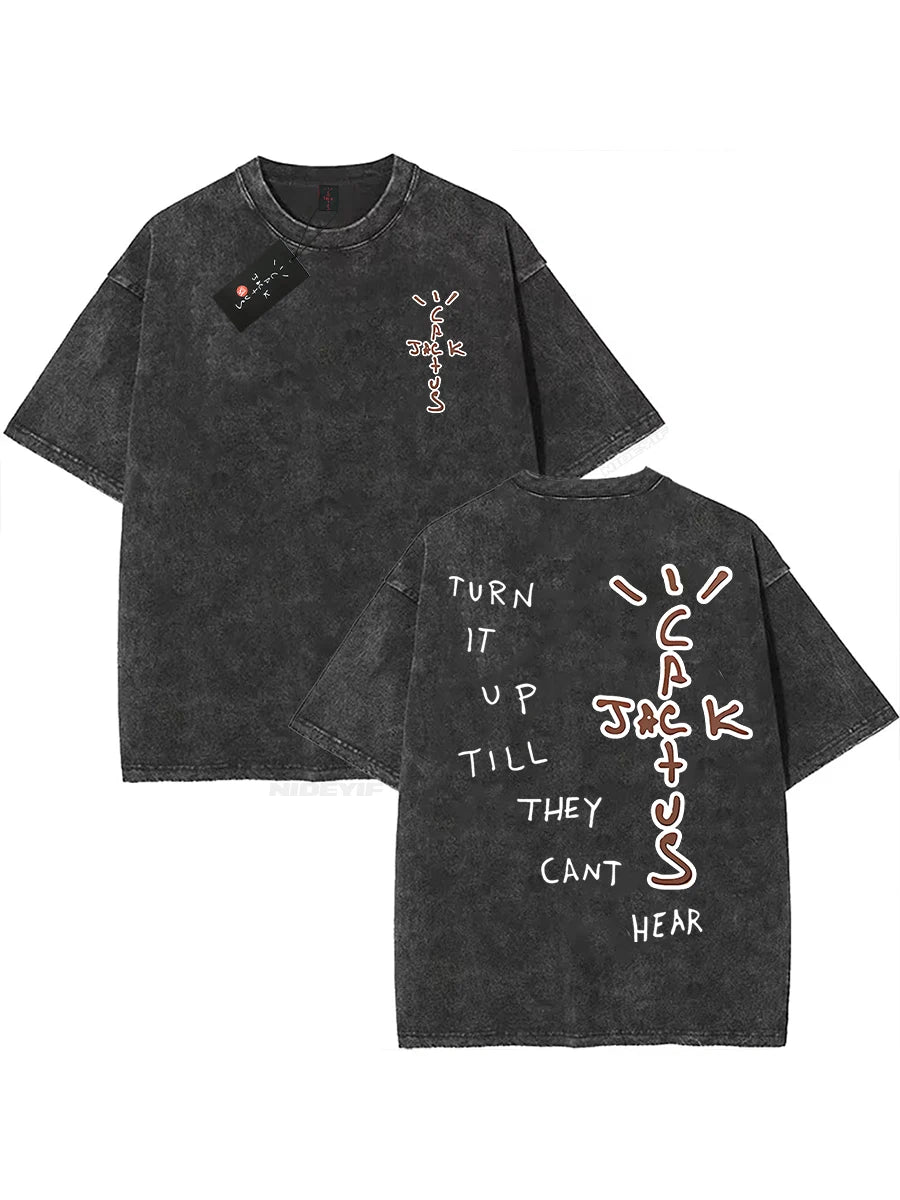 Cheap T-shirt Jerseys 100% Cotton Oversized T Shirt For Men Women HipHop Washed T Shirts cactus jack Short Sleeve Gift Tops look mom i can fly K39