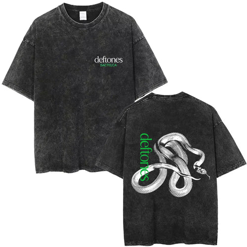 Cheap T-shirt Jerseys New Arrival Mens Clothes Tee Shirt Homme Washed Vintage Rock Band Deftones Private Music Graphic  Men Clothing New in Top & Tees