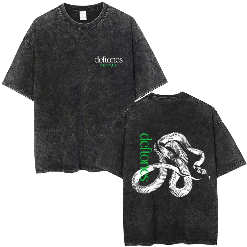Cheap T-shirt Jerseys New Arrival Mens Clothes Tee Shirt Homme Washed Vintage Rock Band Deftones Private Music Graphic  Men Clothing New in Top & Tees
