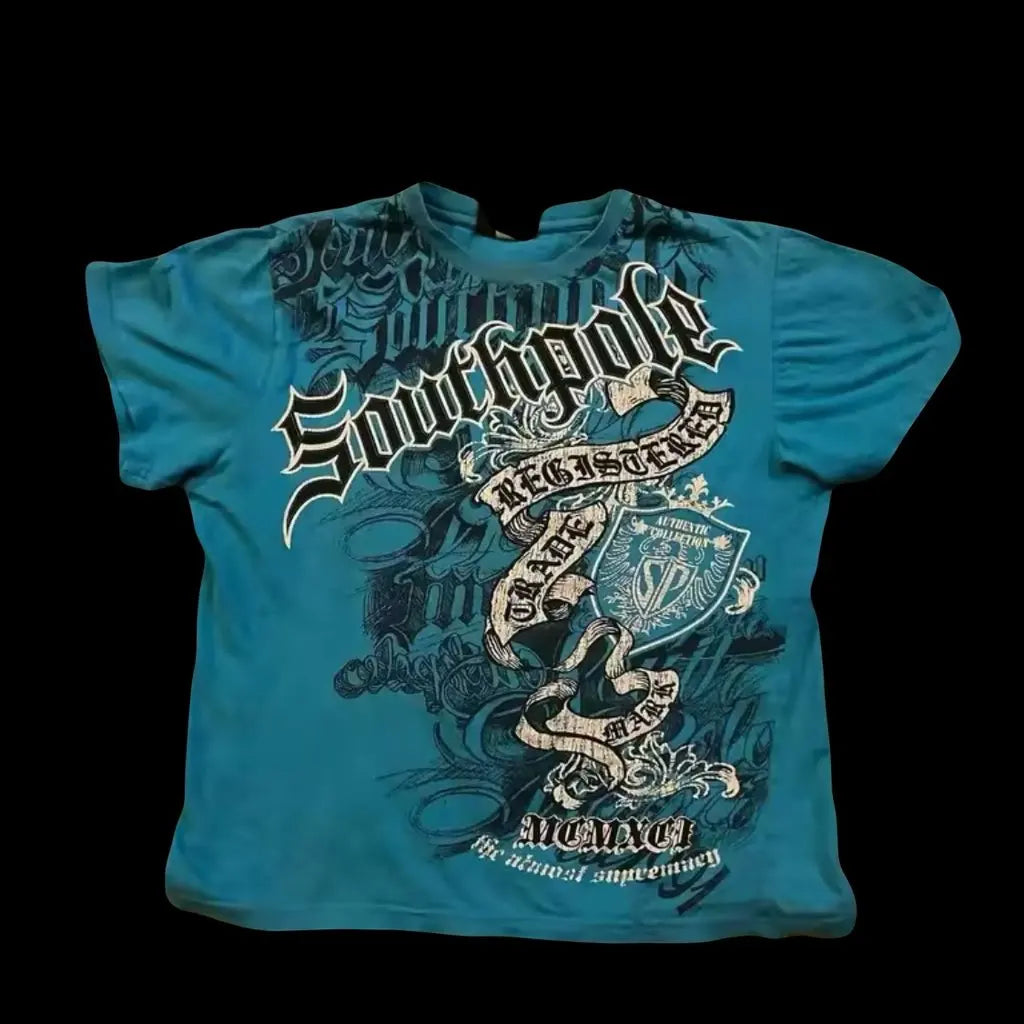 Cheap T-shirt Jerseys Red Southpole Graffiti T-Shirt Mens Urban Streetwear Art Bold Vintage Distressed Style Tops Hip-Hop American Women Casual Wear