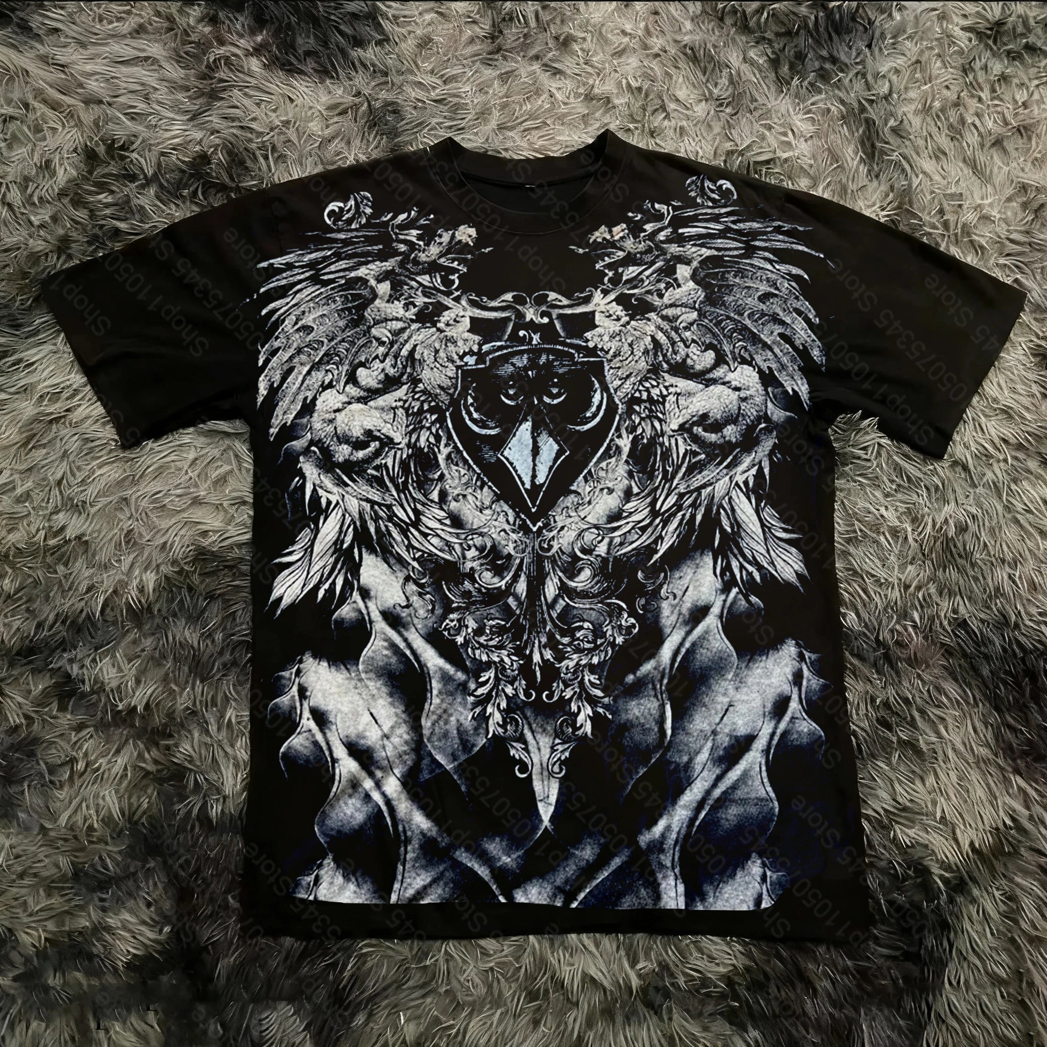 Cheap T-shirt Jerseys Retro Classic Gothic Style T-shirt Print Oversized Shirt High Street Shirts Gothic Round Neck Cotton Tops New Mens Women T Shirt