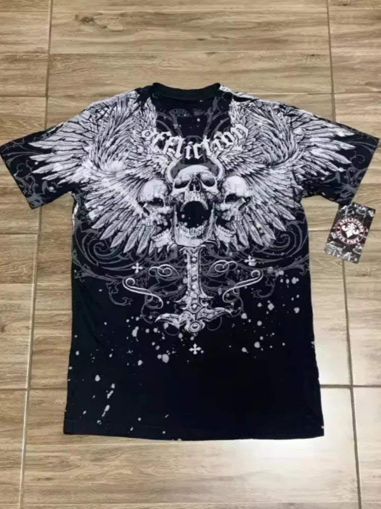 Cheap T-shirt Jerseys 2000s affliction Graphic T-Shirt Mens Large Grunge Wings New Fashion Style Couple Tops Pure Cotton Shirt