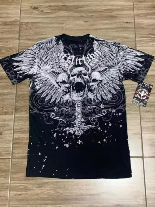 Cheap T-shirt Jerseys 2000s affliction Graphic T-Shirt Mens Large Grunge Wings New Fashion Style Couple Tops Pure Cotton Shirt