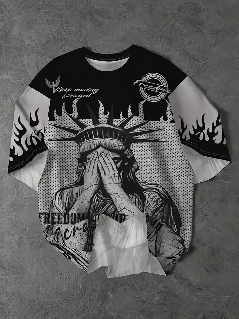 Cheap T-shirt Jerseys 2026 Summer 3D Printed Men's T-Shirt Harajuku Vintage Sports Fitness Workout Casual Fashion Lightweight Tops Hip Hop Rock