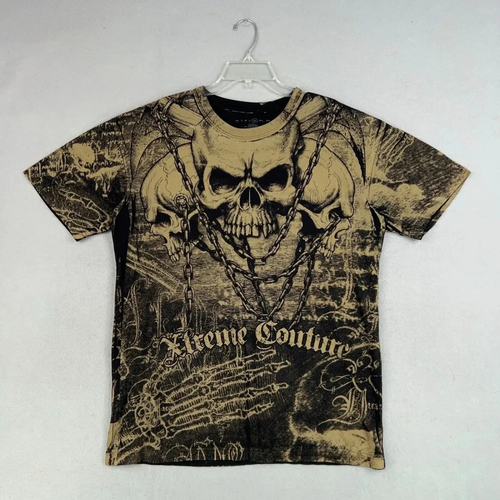 Cheap T-shirt Jerseys European and American men's summer fashion skull letter print comfortable and breathable round neck T-shirt outdoor street top