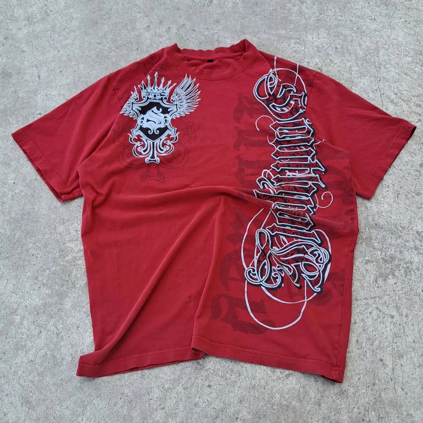 Cheap T-shirt Jerseys Red Southpole Graffiti T-Shirt Mens Urban Streetwear Art Bold Vintage Distressed Style Tops Hip-Hop American Women Casual Wear