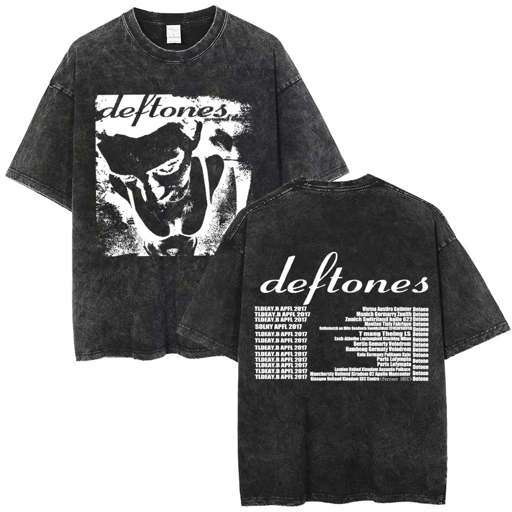Cheap T-shirt Jerseys New Arrival Mens Clothes Tee Shirt Homme Washed Vintage Rock Band Deftones Private Music Graphic  Men Clothing New in Top & Tees