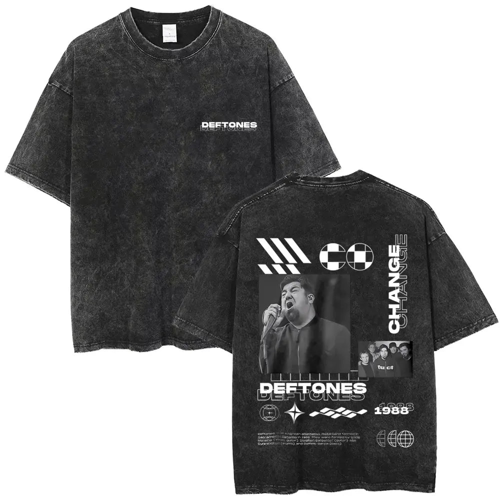 Cheap T-shirt Jerseys New Arrival Mens Clothes Tee Shirt Homme Washed Vintage Rock Band Deftones Private Music Graphic  Men Clothing New in Top & Tees