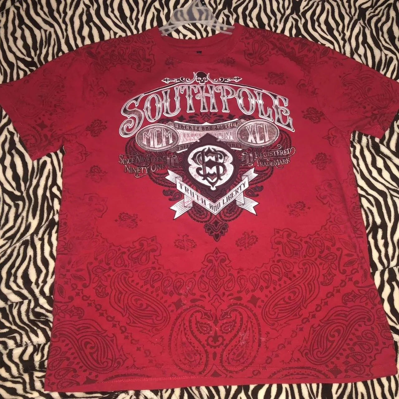 Cheap T-shirt Jerseys Red Southpole Graffiti T-Shirt Mens Urban Streetwear Art Bold Vintage Distressed Style Tops Hip-Hop American Women Casual Wear