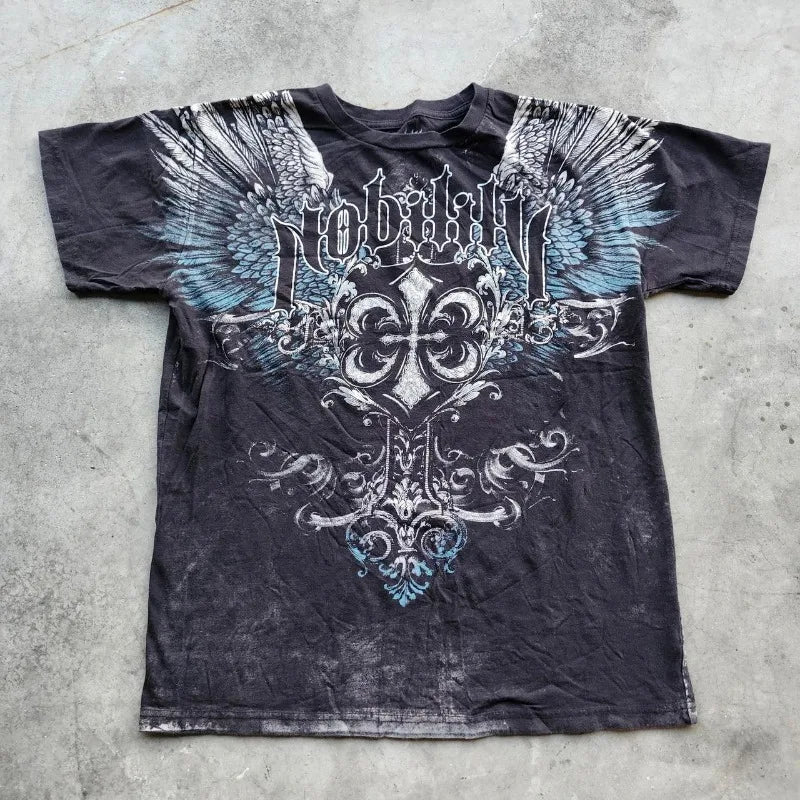 Cheap T-shirt Jerseys Y2K Harajuku New Fashion Geometric Casual Short-sleeved T-shirt Men Gothic Hip Hop Vintage Popular Couple Sports T-shirt Coats