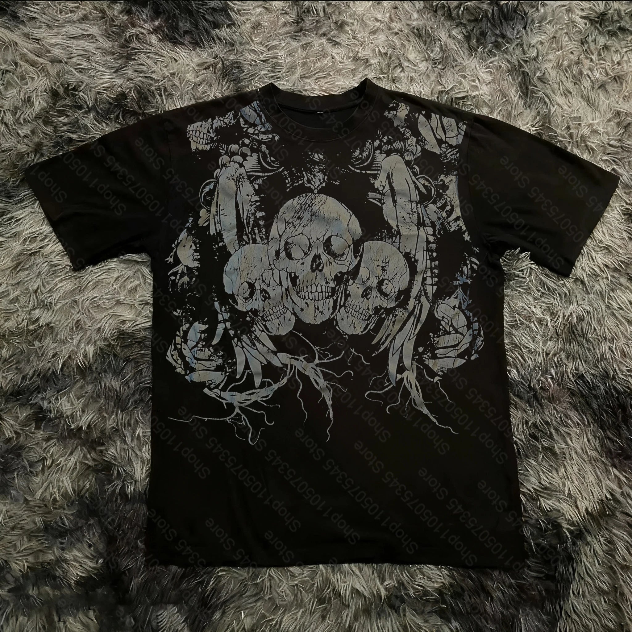 Cheap T-shirt Jerseys Retro Classic Gothic Style T-shirt Print Oversized Shirt High Street Shirts Gothic Round Neck Cotton Tops New Mens Women T Shirt