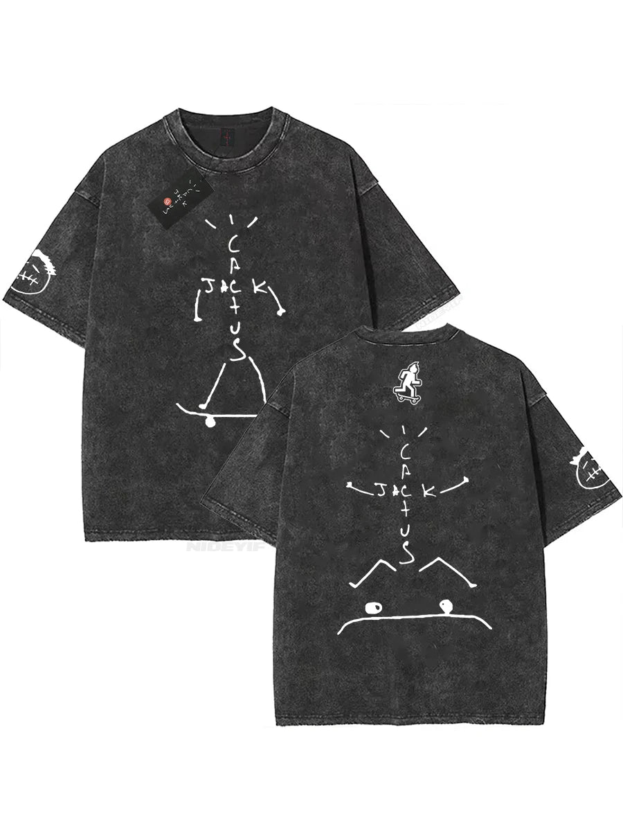 Cheap T-shirt Jerseys 100% Cotton Oversized T Shirt For Men Women HipHop Washed T Shirts cactus jack Short Sleeve Gift Tops look mom i can fly K39