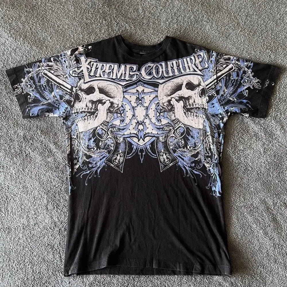Cheap T-shirt Jerseys European and American men's summer fashion skull letter print comfortable and breathable round neck T-shirt outdoor street top