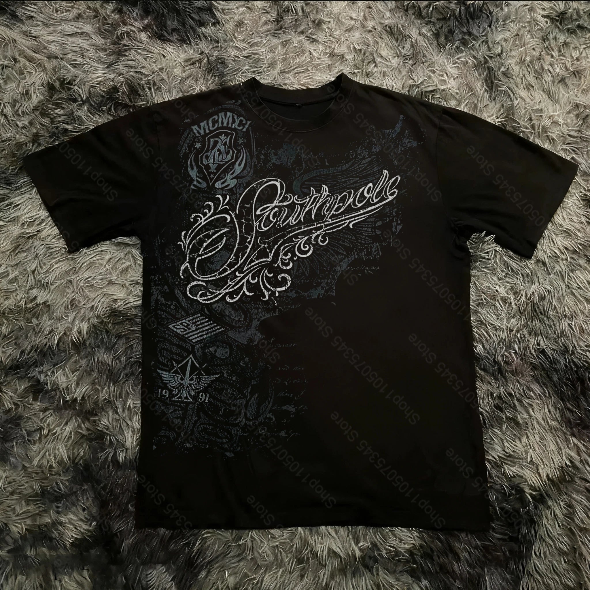 Cheap T-shirt Jerseys Retro Classic Gothic Style T-shirt Print Oversized Shirt High Street Shirts Gothic Round Neck Cotton Tops New Mens Women T Shirt