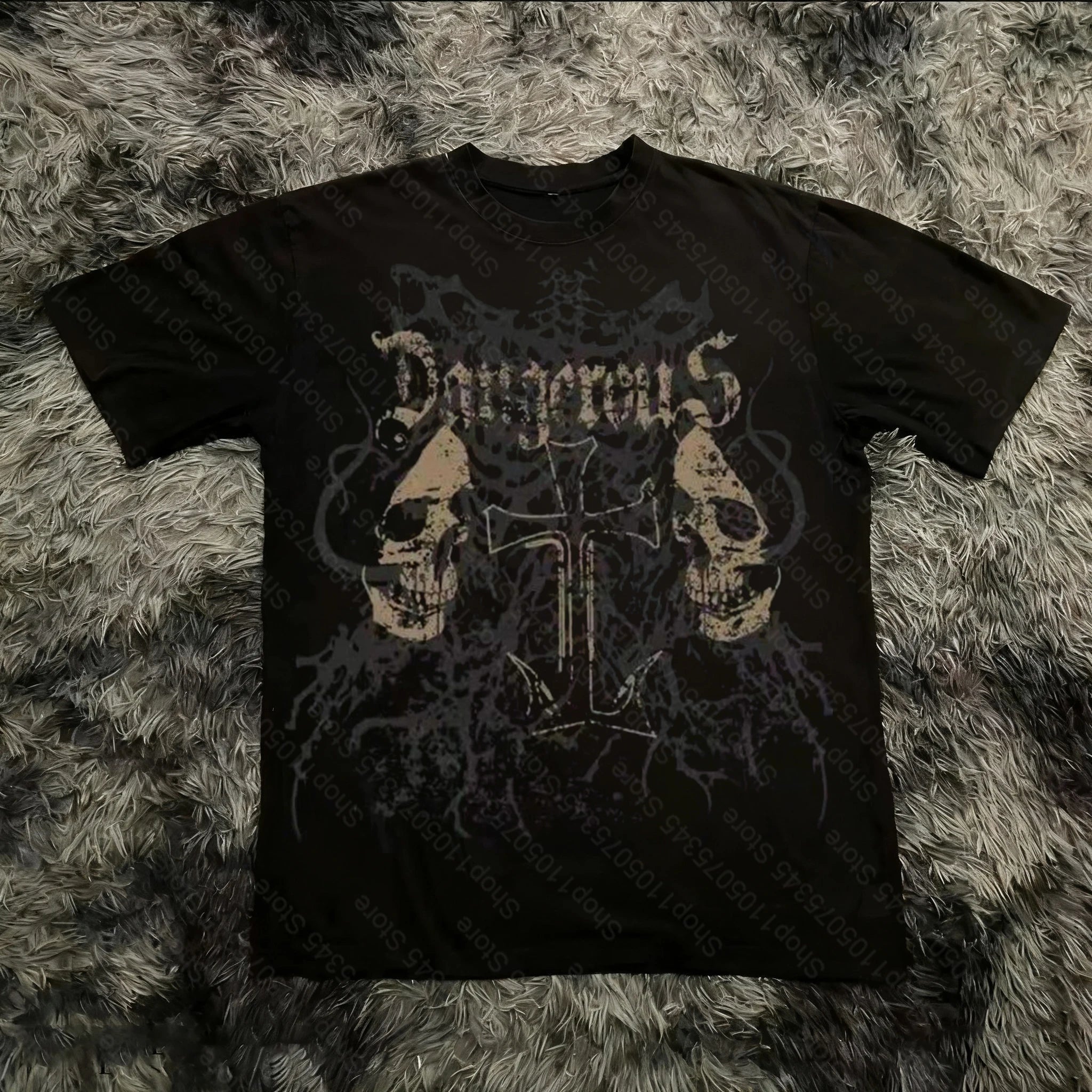 Cheap T-shirt Jerseys Retro Classic Gothic Style T-shirt Print Oversized Shirt High Street Shirts Gothic Round Neck Cotton Tops New Mens Women T Shirt