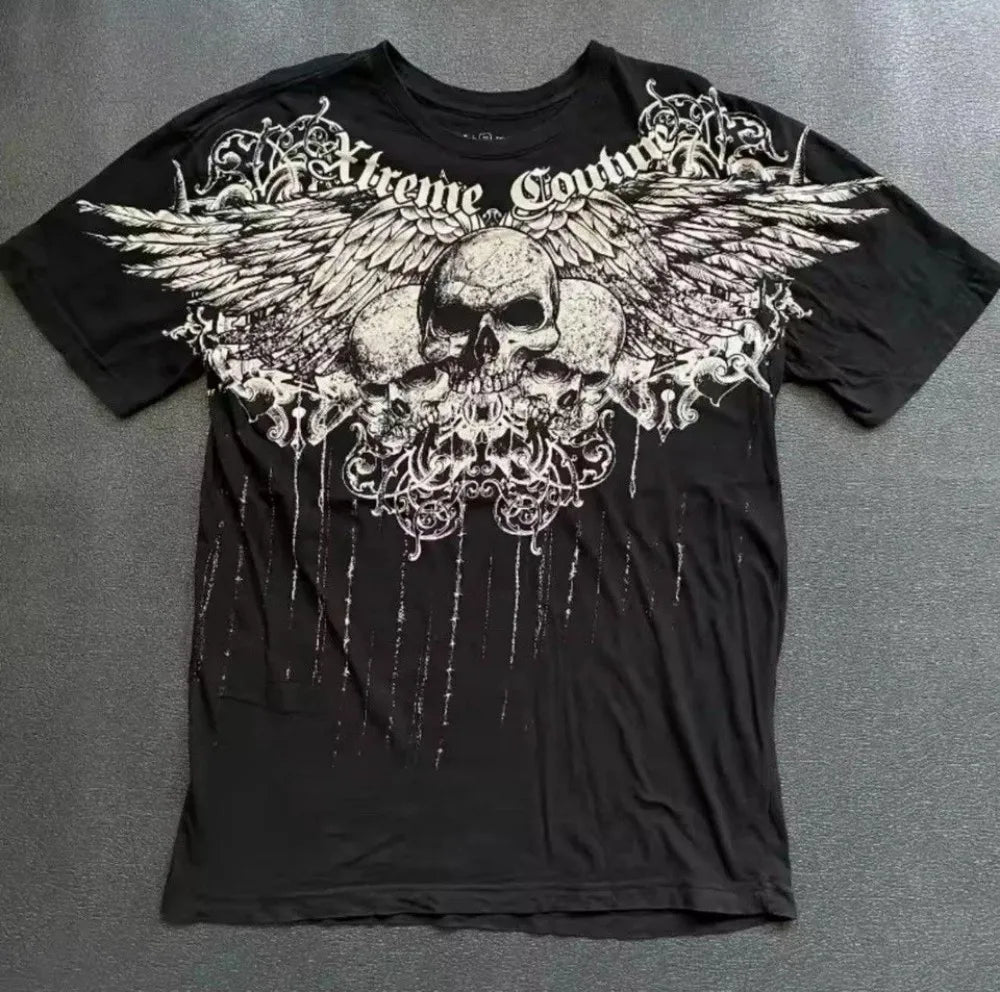 Cheap T-shirt Jerseys European and American men's summer fashion skull letter print comfortable and breathable round neck T-shirt outdoor street top