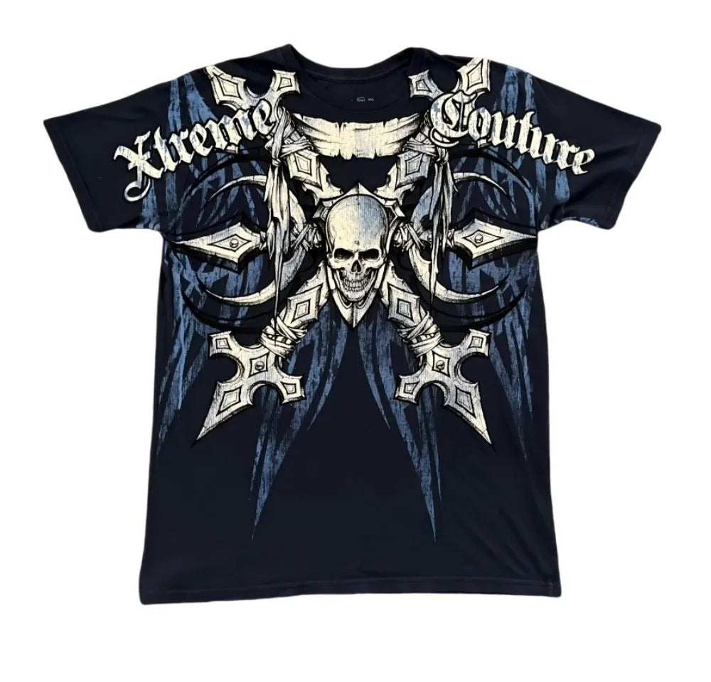 Cheap T-shirt Jerseys European and American men's summer fashion skull letter print comfortable and breathable round neck T-shirt outdoor street top