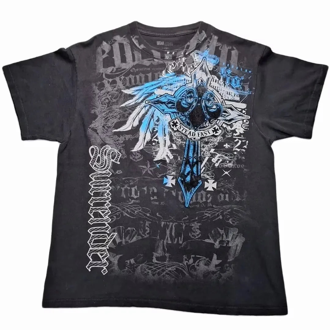 Cheap T-shirt Jerseys South pole High Street men Short Sleeve Y2K Graphic Print Oversized T Shirt Harajuku Gothic Round Neck Cotton Short Sleeve Tops