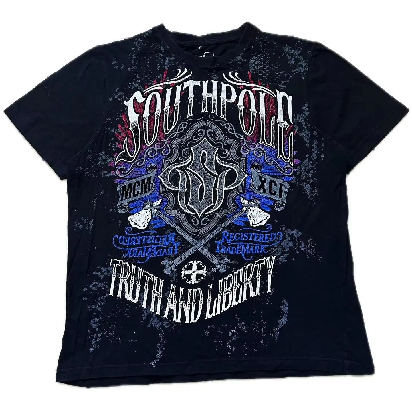 Cheap T-shirt Jerseys South pole High Street men Short Sleeve Y2K Graphic Print Oversized T Shirt Harajuku Gothic Round Neck Cotton Short Sleeve Tops