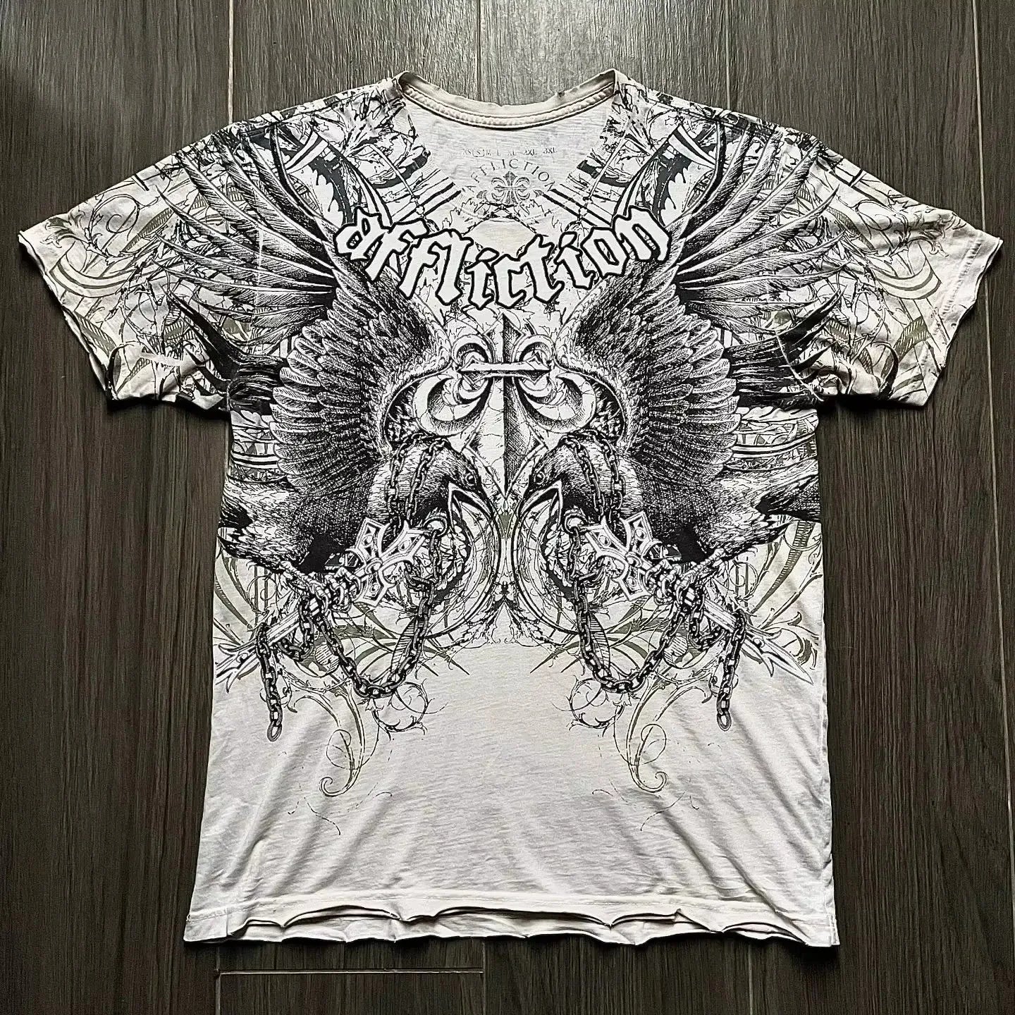 Cheap T-shirt Jerseys Y2K Affliction Graphic T Shirt Mens Large Grunge Wings New Fashion Style Couple Tops Pure Cotton Short Sleeves