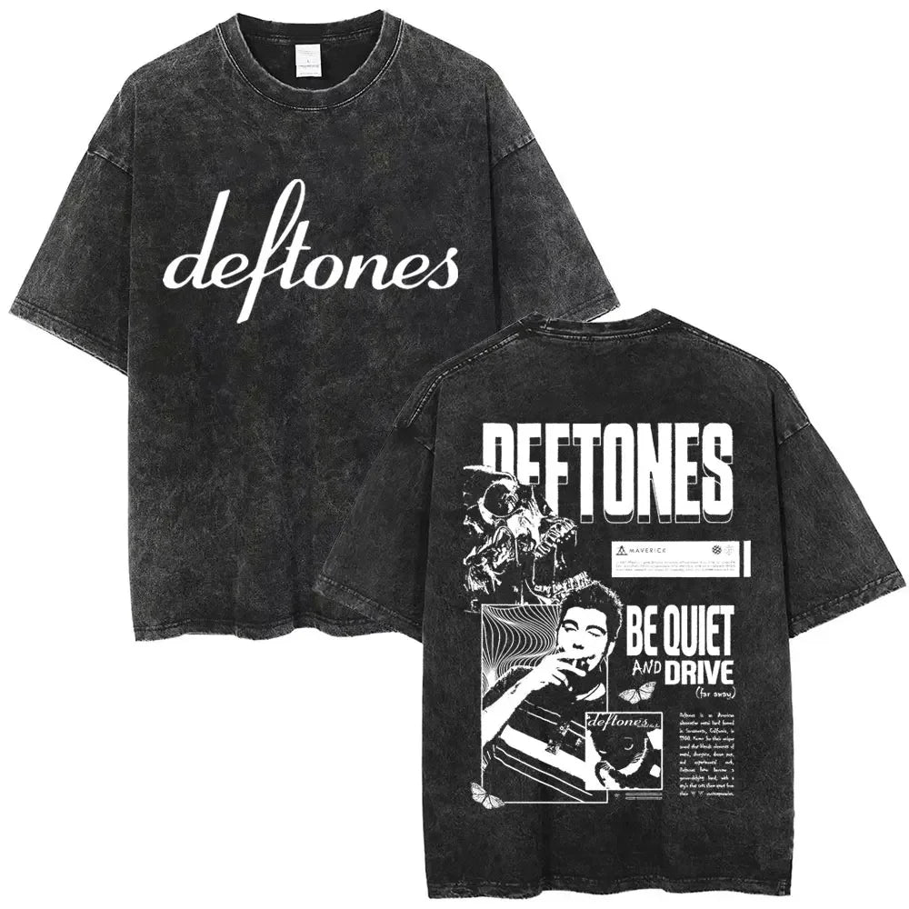 Cheap T-shirt Jerseys New Arrival Mens Clothes Tee Shirt Homme Washed Vintage Rock Band Deftones Private Music Graphic  Men Clothing New in Top & Tees