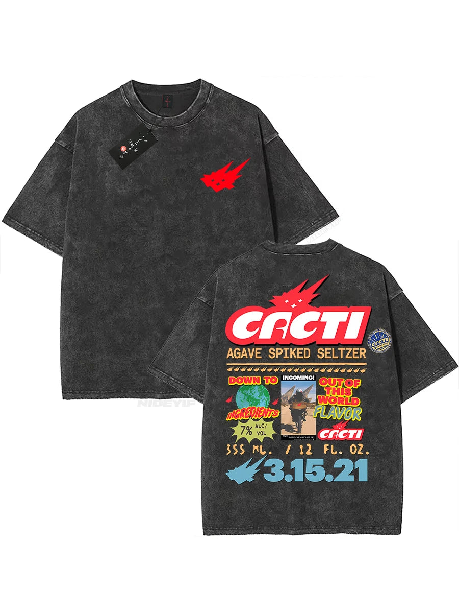 Cheap T-shirt Jerseys 100% Cotton Oversized T Shirt For Men Women HipHop Washed T Shirts cactus jack Short Sleeve Gift Tops look mom i can fly K39