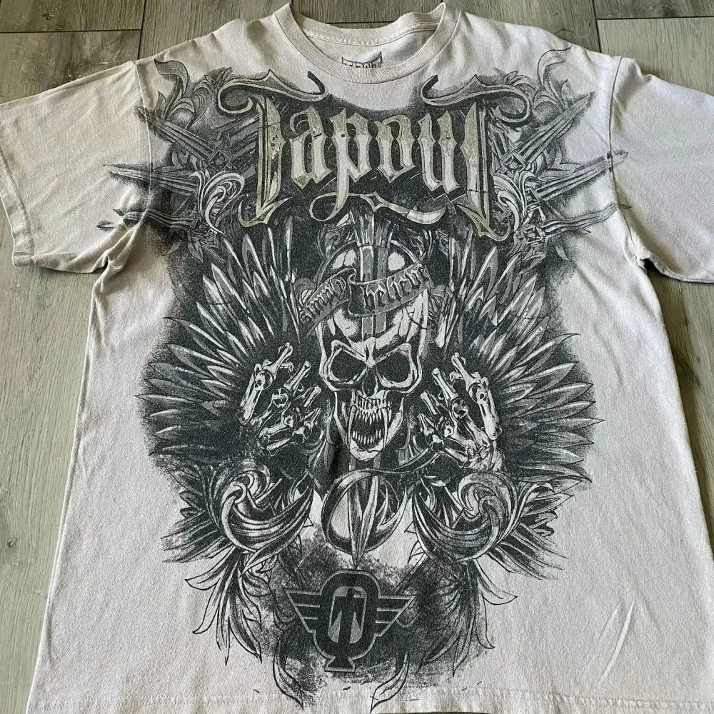 Cheap T-shirt Jerseys new summer fashion letter skull print comfortable and breathable round neck T-shirt outdoor street top