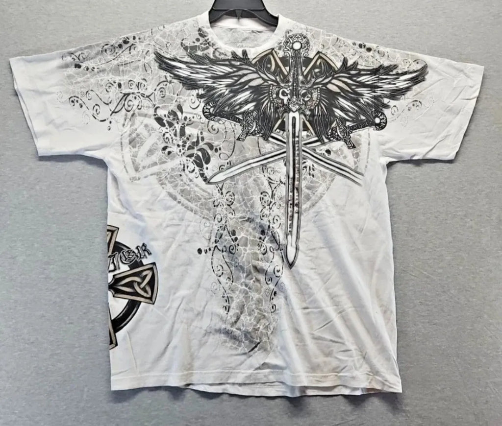 Cheap T-shirt Jerseys European and American men's summer Gothic skull letter print soft and breathable round neck T-shirt outdoor fashionable street t