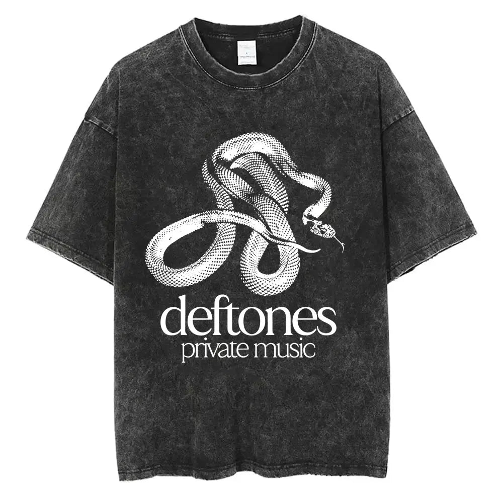Cheap T-shirt Jerseys New Arrival Mens Clothes Tee Shirt Homme Washed Vintage Rock Band Deftones Private Music Graphic  Men Clothing New in Top & Tees