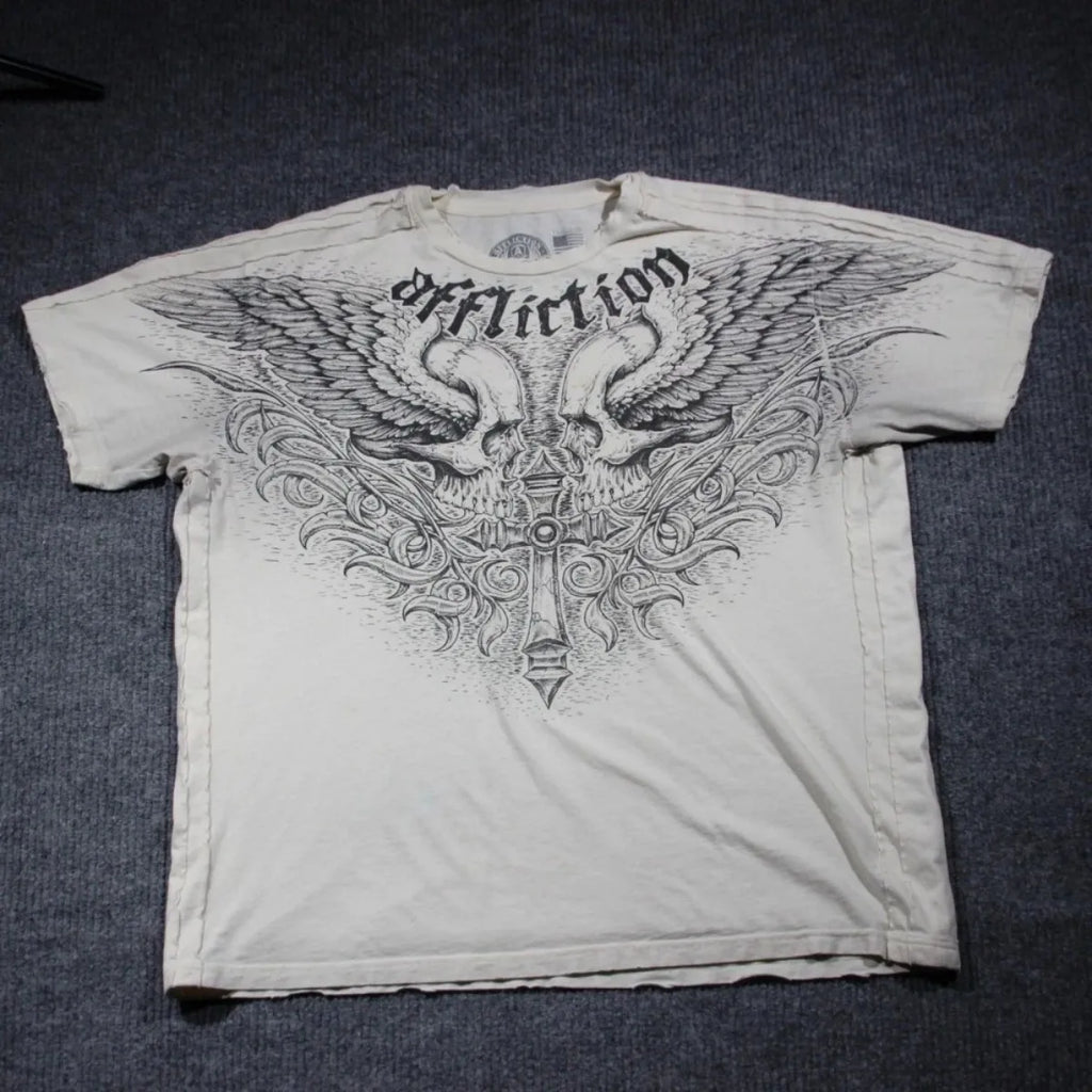 Cheap T-shirt Jerseys European and American men's summer Gothic skull letter print soft and breathable round neck T-shirt outdoor fashionable street t
