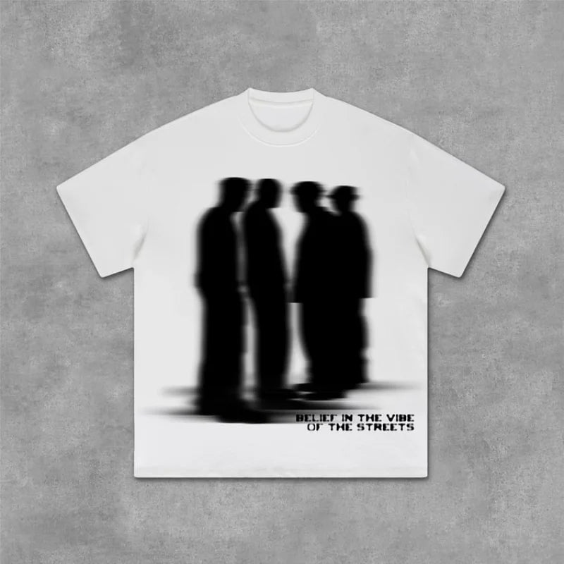 Cheap T-shirt Jerseys Street Atmosphere Virtual Shadow Characters Shadow Graphic Cotton T-Shirt Men Y2K Vintage Oversize Tshirt Streetwear Women Tops