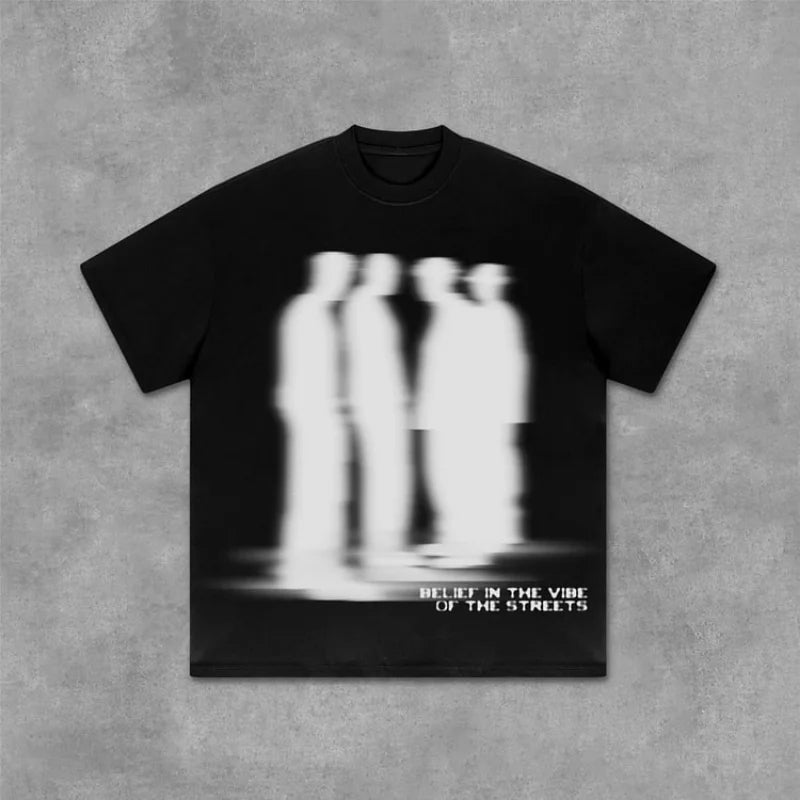 Cheap T-shirt Jerseys Street Atmosphere Virtual Shadow Characters Shadow Graphic Cotton T-Shirt Men Y2K Vintage Oversize Tshirt Streetwear Women Tops