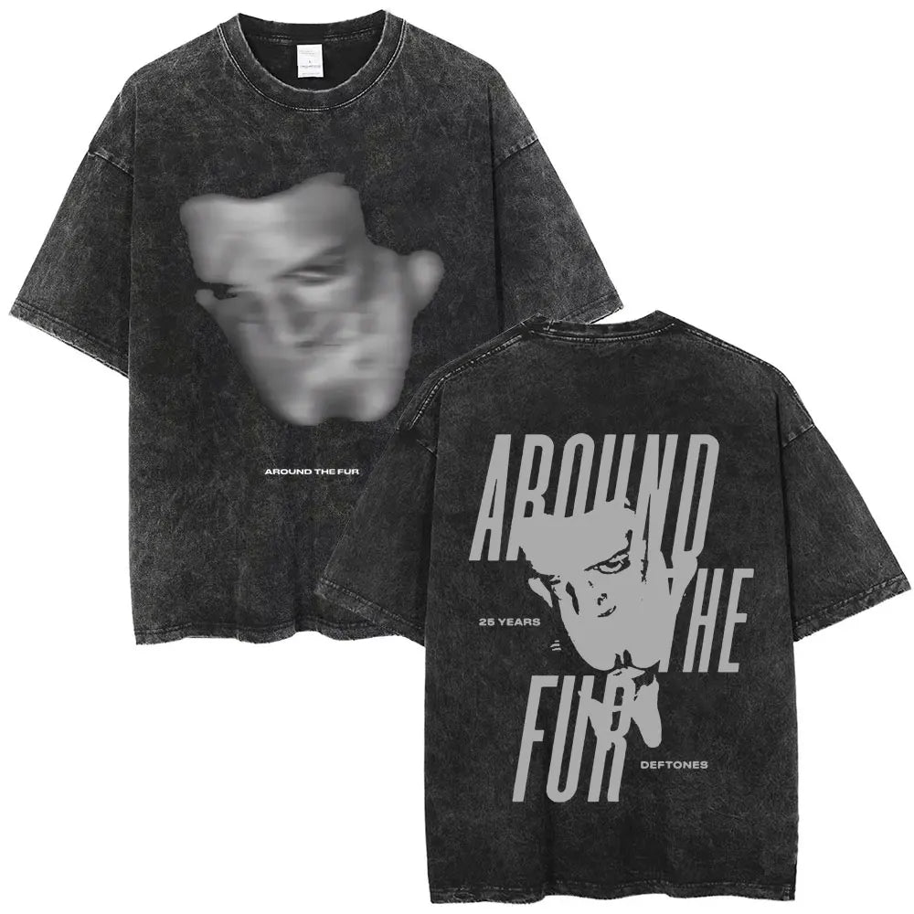 Cheap T-shirt Jerseys New Arrival Mens Clothes Tee Shirt Homme Washed Vintage Rock Band Deftones Private Music Graphic  Men Clothing New in Top & Tees