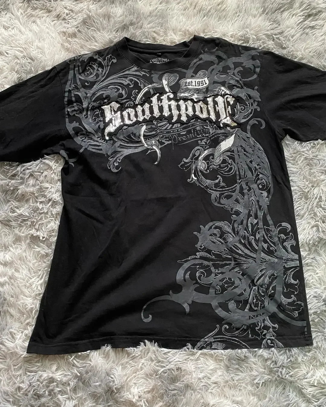 Cheap T-shirt Jerseys South pole High Street men Short Sleeve Y2K Graphic Print Oversized T Shirt Harajuku Gothic Round Neck Cotton Short Sleeve Tops