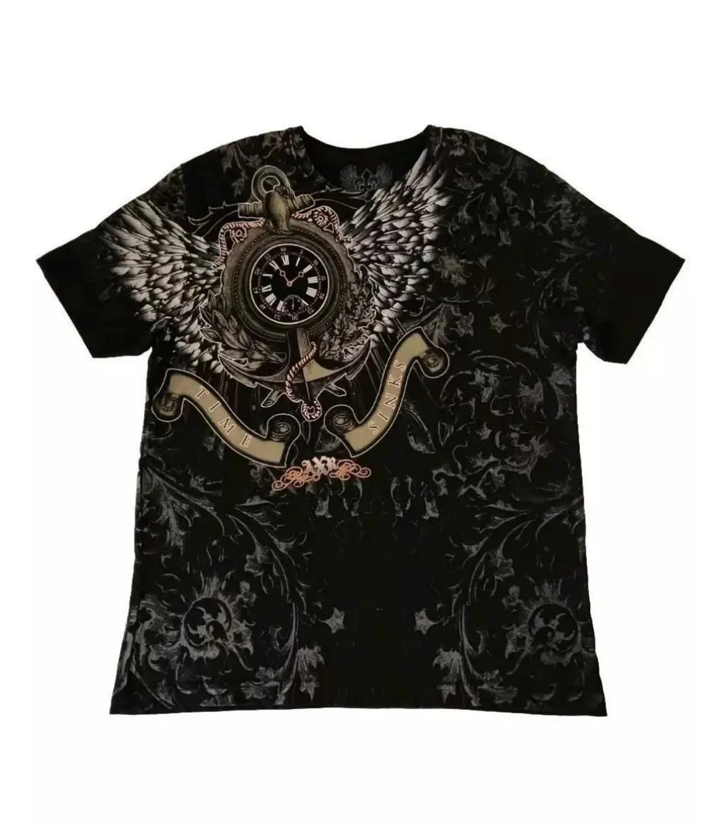 Cheap T-shirt Jerseys European and American men's summer Gothic skull letter print soft and breathable round neck T-shirt outdoor fashionable street t